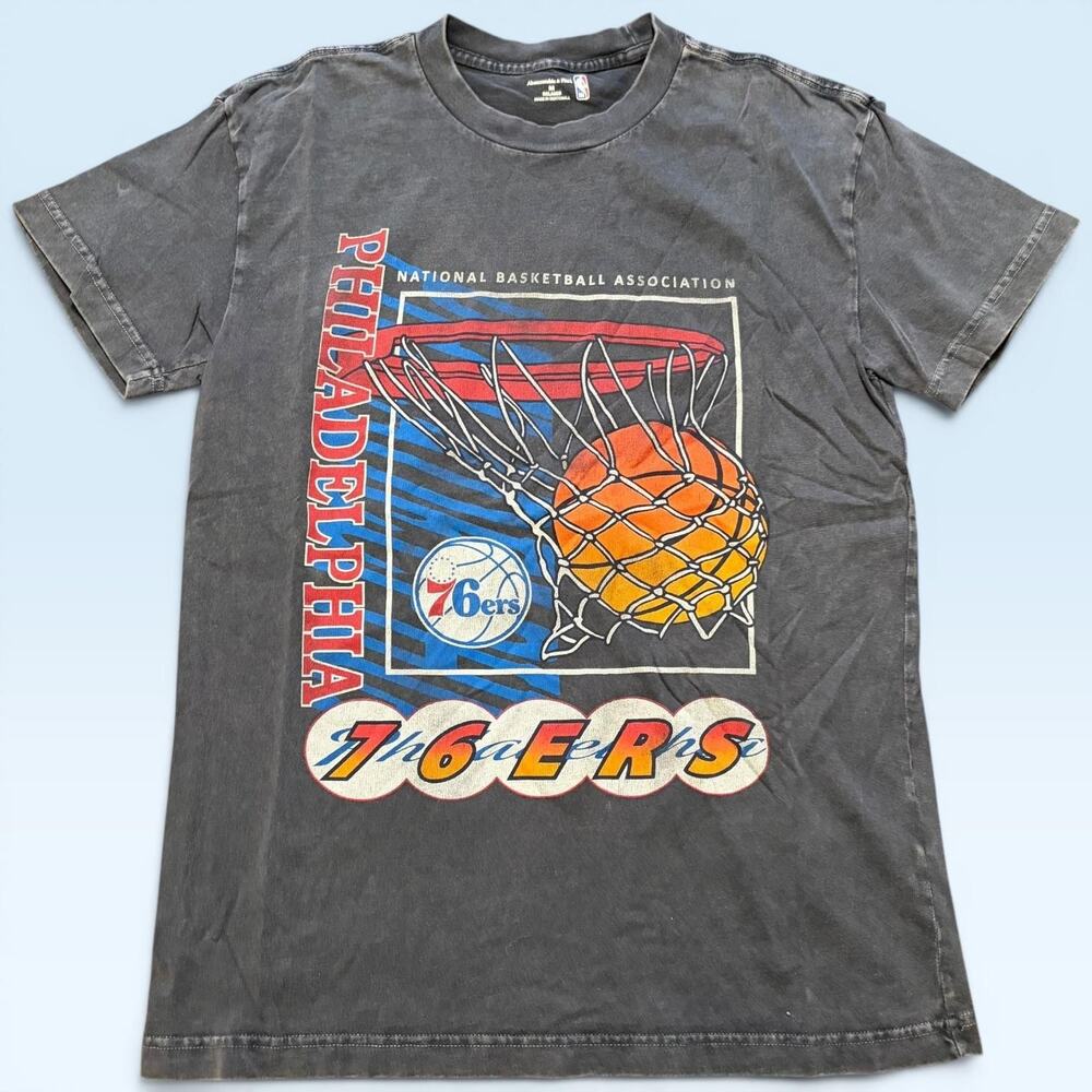 Philadelphia 76ers Shirt Mens Medium Black NBA Basketball Abercrombie & Fitch